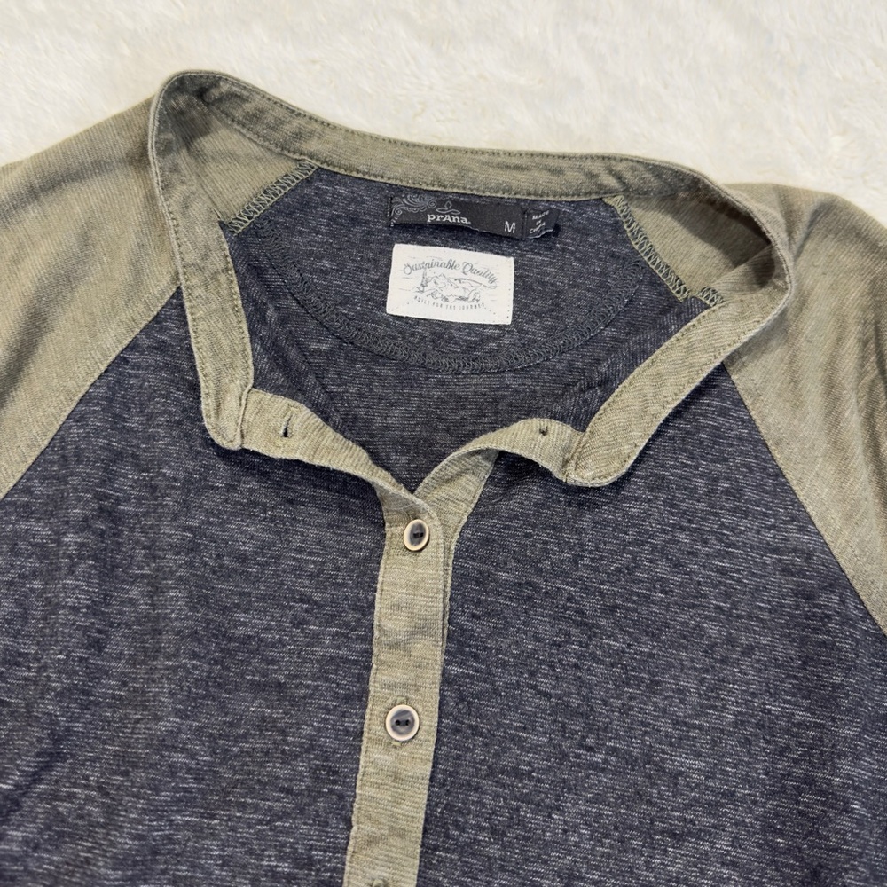 Prana Olive and Charcoal 3/4 Sleeve Shirt - Picture 5 of 10